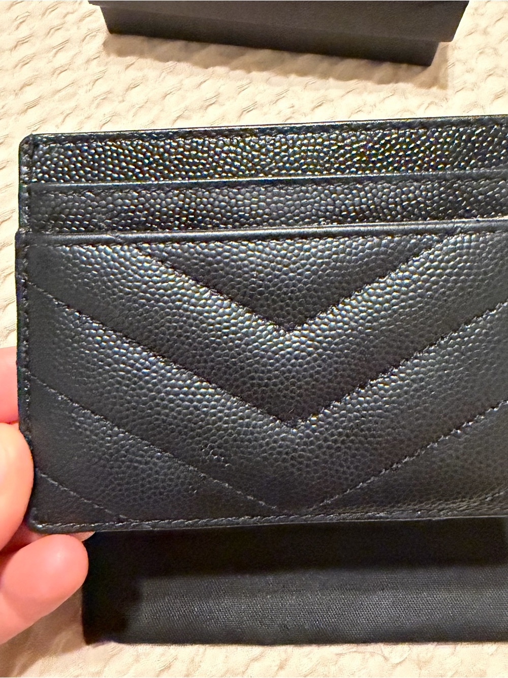 Saint Laurent Black Leather YSL Gold-Logo Card Case - Picture 3 of 10